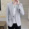 23GG Chaqueta de traje para hombre Nueva moda de lujo Traje de personalidad Ajuste Ocio Confort Clásico Plaid Moda británica Blazer Coat