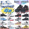 حذاء الأطفال 4S طفل كرة السلة حذاء أسود Cat Cat Jumpman 4 Boys Giris Cool Gray Bred White Fire Red Mitorsports Lighting Children Sneakers