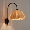 Lampa ścienna vintage rattan Lampy LED LED Sypialnia nocna Światło