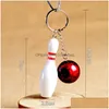 Party Favor New Metal Bowling Ball Key Chains Fashion Novelty Sportringar Gifts For Promotion WA2080 Drop Delivery Home Garden Fest DH8NP