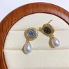 Stud Earrings Natural Freshwater Asterism Pearl 14K Gold Injection Vintage Water Drop