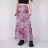 Jupes Xingqing y2k fée Grunge jupe longue femmes Kawaii Floral taille haute une ligne jupes 2000s esthétique vêtements vacances Streetwear 230414