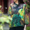 Vêtements ethniques 2023 Arrivée Floral Imprimer Cheongsam Top Chinois Traditionnel Femmes Lin Vintage Robe 50s Qipao Blouse KK284 Q