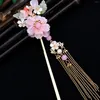 Hair Clips Women's Clip Chinese Wedding Accessories For Women Floral Pearl Hairpin Fork Vintage Tassel Alloy Jewelry Bijoux