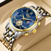 Wristwatches LIGE Mens Watches Top Brand Luxury Original Waterproof Quartz Watch for Man Gold Skeleton Style 24Hour Moon Phase Luminous Clock 231114