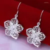 Dangle Boucles D'oreilles Fleur Jolie Argent Plaqué Pour Les Femmes En Gros Charme Cadeaux De Noël Bijoux De Mode E035