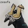 Sandales 2023 été haute qualité en cuir perle talons fins femmes bout pointu boucle sangle pompes marque Sexy chaussures de fête