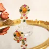 Boucles d'oreilles Sheilabox Vintage Royal Gold Tone avec pierres précieuses colorées, boucles d'oreilles pendantes, argent 925, accessoires antiques hypoallergéniques
