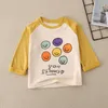 T-shirts Baby Girls Menas de manga longa T-shirt Kids Deptoon Print Shirts Boys Roupas de estilo coreano 1 a 10yrs Children's espessa camisetas 230414