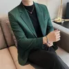 Men's Suits Autumn And Winter 2023 Fashion Waffle Slim Fit Suit Business Casual Jacket Formal Bridegroom Wedding Tailcoat