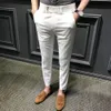 Herren Hosen Frühling Korean Slim Fit Lässige Knöchellänge Streetwear Hohe Qualität Schwarz Grau Anzug Hose Mann 230414