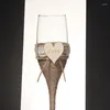 Bicchieri da vino Set da 2 pezzi Bicchiere da sposa Bicchiere da champagne personalizzato Flauti da tostatura Tazza rustica in pizzo di tela