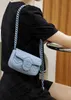 G10A Mini Mini Bolsa Crossbody Bag de Luxuros Bolsa de Bolsa de ombro de Luxúria Bola de Cadeia Feminina Pacote Requintado Frete grátis 16 cm de macaron azul