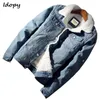 Erkek Ceketler Idopy Erkekler Kürklü Kürklü Kürklü Kırık Sıcak Ceket Polar Jean Outerwear Erkek 231113