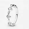 Cluster Rings S925 Sterling Silver Style Diamond Ring With Elongated Shape Accent