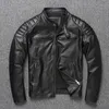 Heren leer kunstleer vintage geel bruin echte koeienhuid lederen jas heren motorjas heren bikerkleding lente herfst Aziatische maat 6XL 231114