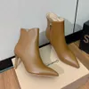 Hochwertige Gianvito Rossi Damen-Stiefel mit hohem Absatz, spitze Mode, lässiger seitlicher Reißverschluss, Stiefeletten aus echtem Leder, klassische Luxus-Designer-Stiefel