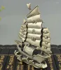 Statuette decorative Cina FengShui Scultura in argento Dragon Boat Yi Fan Feng Shun Ship Statua fortunata