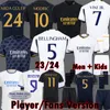 VINI JR jerseys 22 23 24 BELLINGHAM soccer BENZEMA finals champions 14 football shirt Player Version MODRIC RODRYGO camiseta kids kit 2023 2024 uniforms