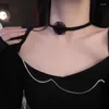 Choker Sexig koreansk rosblomma halsband för kvinnor flickor romantiska fest bröllop enkla modesmycken valentiner gåva