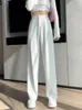 Spodnie damskie swobodny wysoki talia luźna szeroka noga dla kobiet wiosna jesienna kobieta podłogowa biała garnitury panie długie spodnie 230413