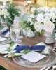 Serviette de table 4 pièces vert bleu blanc rayure carré 50cm fête mariage décoration tissu cuisine dîner service serviettes