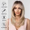 Syntetyczne peruki Alan Long Blonde for Women Peruka z frędzlami Ombre Kolor ciemne korzenie Warstwowe odporne na ciepło 230413