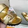 Designersandaler BOM DIA Comfort Platt Sandal Dam Spänne Slides Lädertofflor Presbyopia Mode Skor Paseo Guld Silver Metall Sandaler Med Box