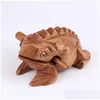 Dekoratif Nesneler Figürinler Tayland Davul Sopası ile Şanslı Kurbağa Geleneksel Craft Ev Ofis Dekor Ahşap Sanat Figürinler Minyatürler Dhgka