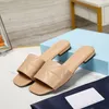 Designer Slipper Women Fabric Slides Embroidered Soft Leather Slippers Triangle Flats Heel Sandal Summer Beach Slide With Box