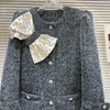 Misto lana da donna Inverno Strass Fiocco Piumino Fodera Calda giacca di lana Abbigliamento da donna Cappotto di cashmere di media lunghezza Donna Casacos 231113