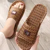 Gai Summer Lovers Crochet Bathroom Slippers Flat Anti-Slip Fashion Mashing Shoes Women Home Indoor Slides Men Sandals Cane 230414