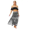 Women's Pants Ethnic Style Casual Sport Wide Leg Summer Women Digital Printing Thin High Waist Loose Gym All-Match Split Trousers