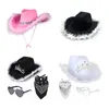 Boinas Plumas Sombrero de vaquero Novia Vaquera Despedida de soltera Discoteca nupcial Fedoras