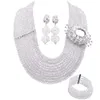Halskette Ohrringe Set weiß und Königsblau Mode nigerianische Hochzeit afrikanische Perlen Schmuck Kristall