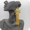 Boucles d'oreilles pendantes à grande fleur, bijoux en forme de goutte, couleur or, style bohème, pompon en cuivre, longue suspension pour fête de mariage africaine