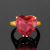 Кольца кластера, классическое модное сердце, рубиновый драгоценный камень, настоящее кольцо из стерлингового серебра 925 пробы для женщин, очаровательный свадебный подарок, ювелирные изделия