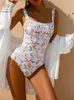 Женские купальники персикового цвета, бандо, купальник, женский купальник с фруктовым принтом, женский спортивный купальный костюм, пляжная одежда, боди