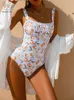 Women's Swimwear Peachtan Bandeau swimwear female Fruit print swimsuit women Sports bathing suit swim suit beach wear bodysuit 230414