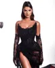 Casual jurken Black Long Tight Bandage Dress 2023 Elegant ontwerp Onregelmatige Tube Top Slimming Slim Fit Diamond Lace Party