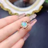 Klusterringar oktober Birthstone Opal Ring 925 Sterling Silver Natural Solitaire Engagment Women's Leaf