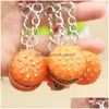 Anahtarlıklar kordonlar simation hamburger anahtarlık Keyfob Araba Telefon Çantaları için Yaratıcı Charm Kolye Moda Katılım Oyuncakları Dhgarden Dhs7f