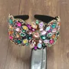 Fermagli per capelli Bohemia Vintage Rosa Nero Cristallo Strass Fascia Fiore Tiara Accessori per copricapo di lusso per le donne Festa di nozze