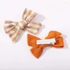 Hair Accessories 16 Pcs/Set Solid Color Bowknot Hairclips Girls Cute Print Safe Clips Kids Boutique Headwear Handmade Girl Accessoires