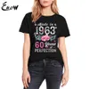 Maglietta da donna EUOW Cotone colorato Vintage Made In 1963 Floreale 60esimo Compleanno Regali Ragazza Abbigliamento Stampa T-shirt carina Streetwear Tee 230414