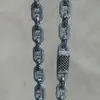 Luxuriöse 18-mm-Gliederkette mit Moissanit-Diamant aus 925er-Sterlingsilber mit weißvergoldeten kubanischen Ketten im Baguetteschliff für Herren