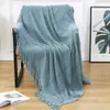 Blankets Texitle City Chenille Knitted Blanket Solid Tassel Home Decorate Sofa Throw Cover Beige Soft Living Room Bedspread for Autumn 230414