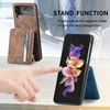 Samsung Galaxy Z Flip을위한 분리 가능한 복고풍 가죽 지퍼 지갑 접이식 케이스 5 4 5g Flip4 Cards Holder Shockproof Phone Cover