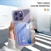 クリアカードホルダー2 in 1 TPUアクリルケースiPhone 15 14 Pro Max Plus 13 12 11 Samsung S23 Ultra S24 Hybrid Card Slot Wallet Case Anti Drop Clear Caver