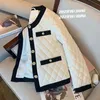 Womens Down Parkas quiltade bomullsrockar Big Size Outwear Argyle Plaid Parka Winter Coat Women Chic Chaquetas Mujer Short Top Jacket 231114